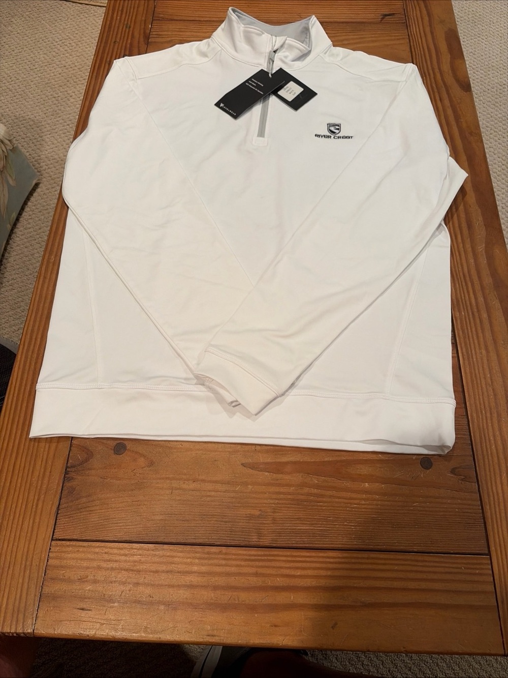 Men's White Quarter-Zip Performance Sweater Small